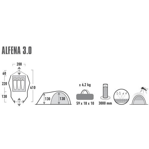 Палатка High Peak Alfena 3.0 Nimbus Grey (11433)