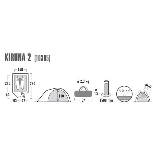 Палатка High Peak Kiruna 2 Blue/Grey (10305)