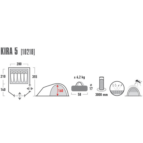 Палатка High Peak Kira 5 Dark Grey/Red (10218)