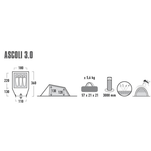 Палатка High Peak Ascoli 3.0 Nimbus Grey (10251)