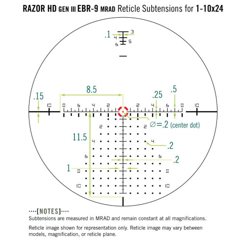 Прицел оптический Vortex Razor HD Gen III 1-10x24 FFP EBR-9 (MRAD) (RZR-11002)
