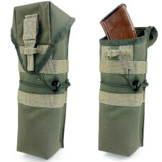 Подсумок закрытый бесшумный одинарный для 2 магазинов РПК олива (LE2131)