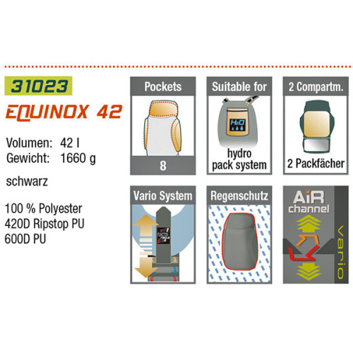 Рюкзак туристический High Peak Equinox 42 (Black)