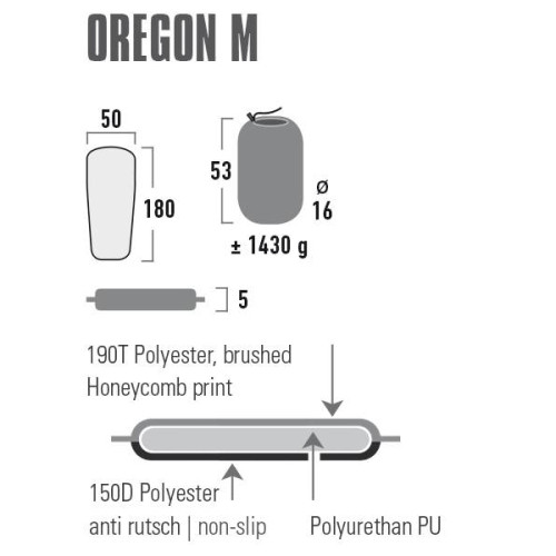 Коврик самонадувающийся High Peak Oregon M 5 cm Citronelle (41124)