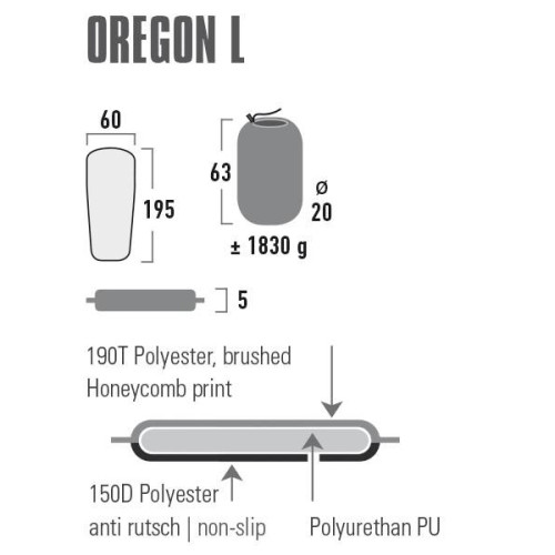 Коврик самонадувающийся High Peak Oregon L 5 cm Citronelle (41125)